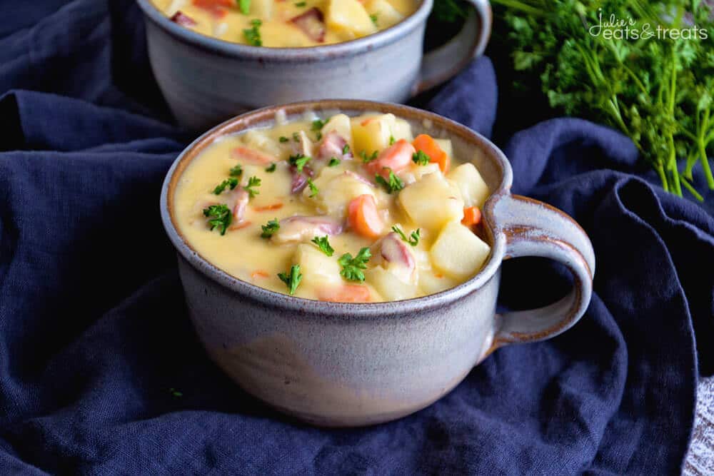 Cheesy Bacon Potato Soup Recipe ~ Comforting, Delicious, Easy Soup Recipe Full of Potatoes, Bacon & Cheese! Grab a Big Bowl and Warm Up This Winter!