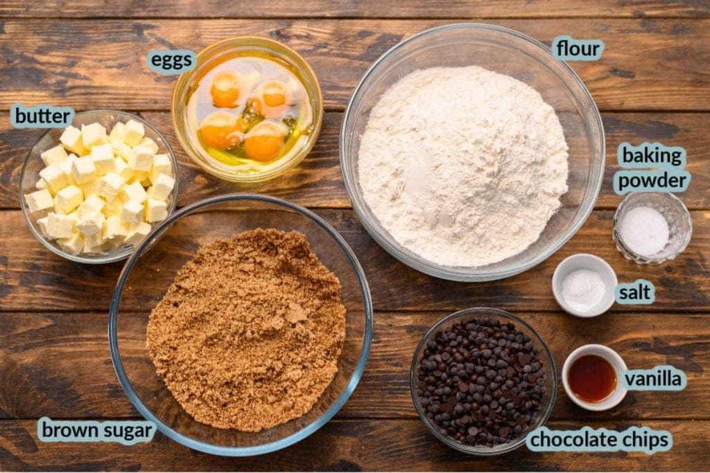 Overhead image showing ingredients to make blondies