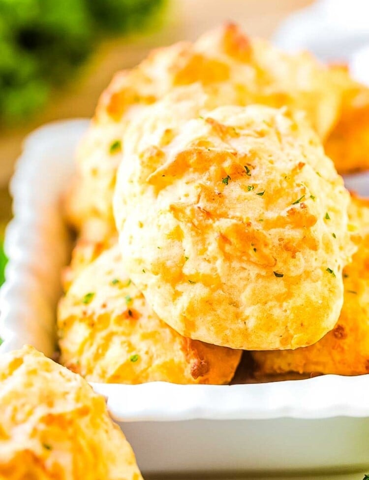 Cheddar Bay Biscuits in white bowl