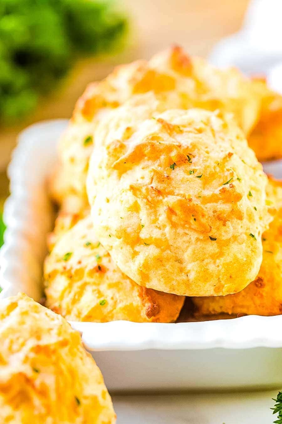 Cheddar Bay Biscuits in white bowl