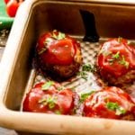 Four Mini Meatloaves in pan