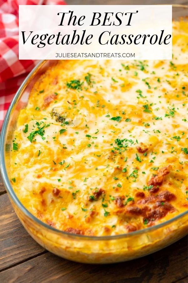 Vegetable casserole in a glass dish