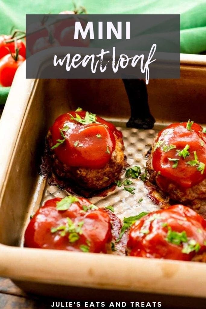 Four mini meatloaves in a square pan