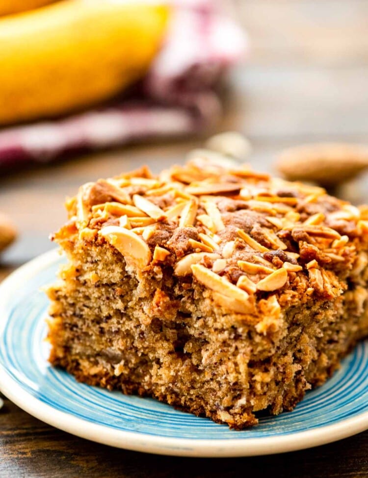 Slice of Banana Coffee Cake on plate