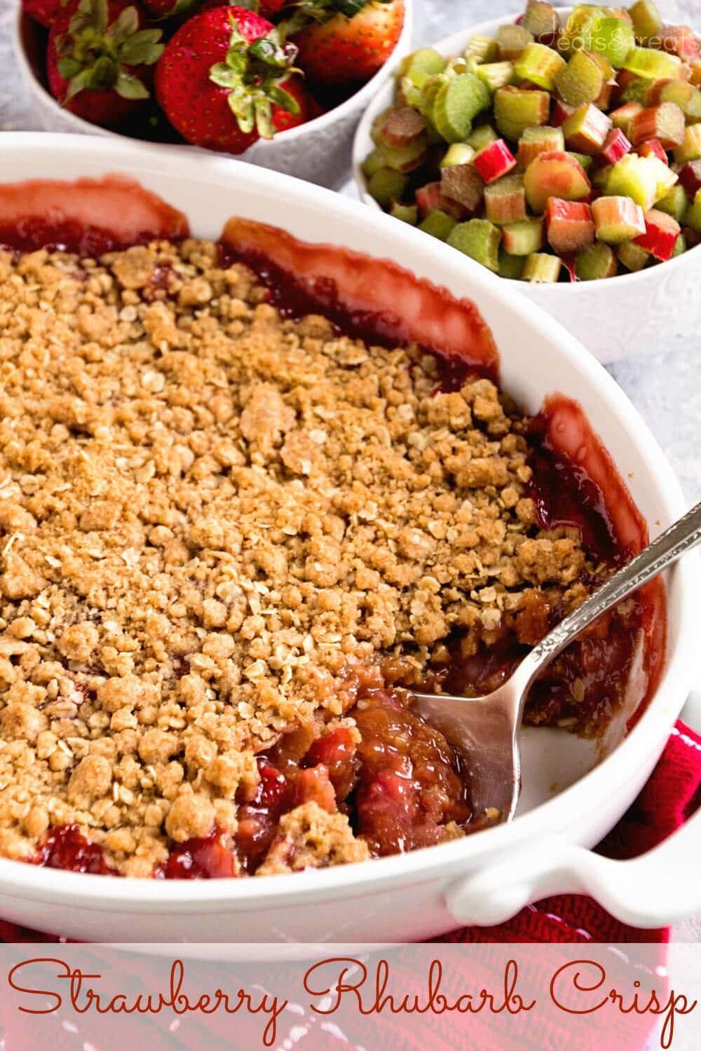 Rhubarb Strawberry Crisp ~ Crunchy Streusel Crust Layered with Strawberries and Rhubarb then topped with more Struesel!