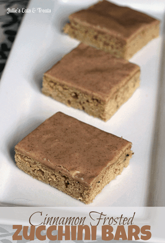 Cinnamon Frosted Zucchini Bars ~ Amazingly soft bars topped with a cinnamon frosting glaze! 