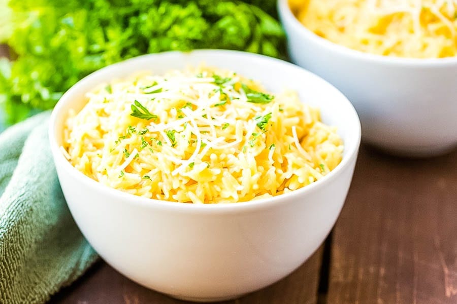 Easy Orzo side dish in bowl