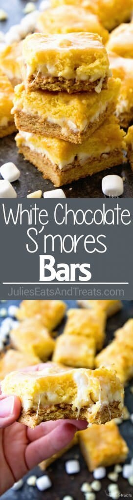 White Chocolate S’mores Bars ~ The Ultimate Treat! These Gooey Cake Bars are a Delicious Twist on a S'mores Bar!
