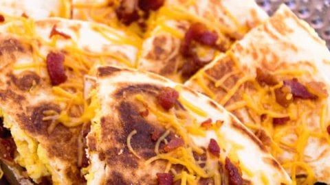 Bacon, Egg & Cheese Quesadillas Recipe ~ Crispy, Pan Fried Tortillas Stuffed with Bacon, Egg & Cheese! Makes the Perfect Quick, Easy Breakfast Recipe!
