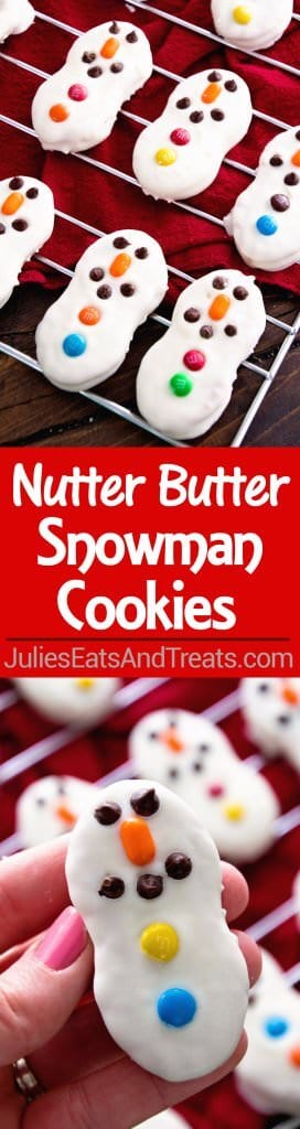 Snowman Cookies ~ Nutter Butter Cookies Dressed up as Cute Little Snowman for your Holiday Cookies!