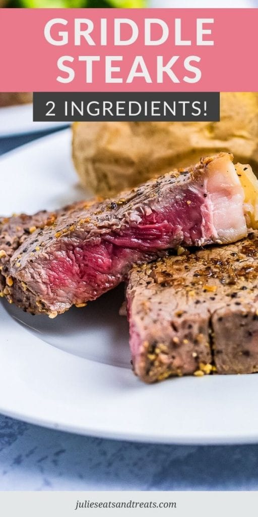 Griddle Steak slices on a white plate