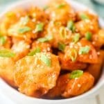 baked sweet and sour chicken in bowl