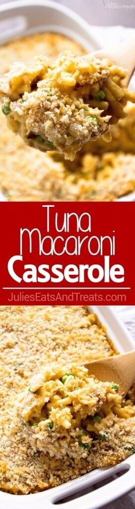 Tuna Macaroni Casserole Recipe ~ Traditional, Comforting Casserole From Grandma's Recipe Box! The Kids Will Love This Dressed Up Mac & Cheese Casserole Recipe!