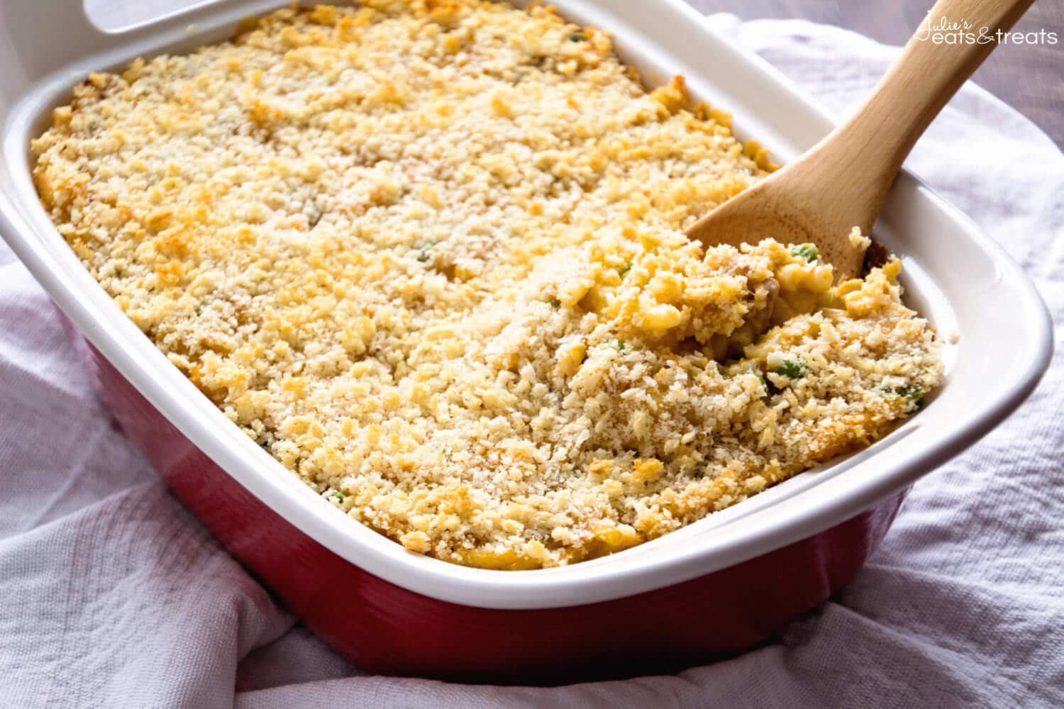 Tuna Macaroni Casserole Recipe ~ Traditional, Comforting Casserole From Grandma's Recipe Box! Kids Will Love This Dressed Up Mac & Cheese Casserole Recipe!