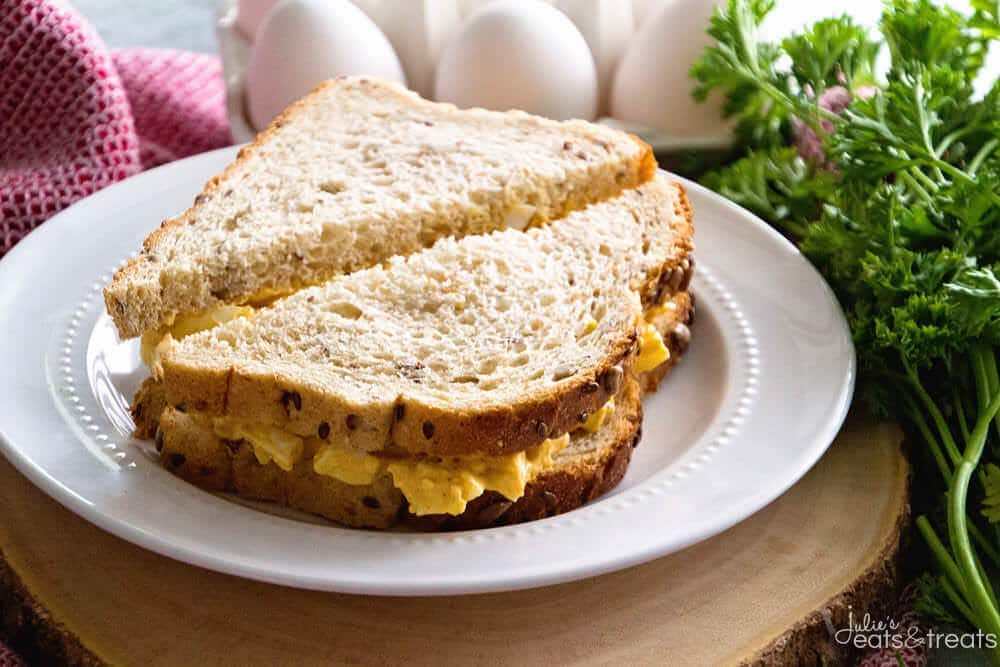 Deviled Egg Salad Sandwiches ~ Your Favorite Deviled Eggs Piled onto a Sandwich! Perfect Recipe for a Quick and Easy Lunch!