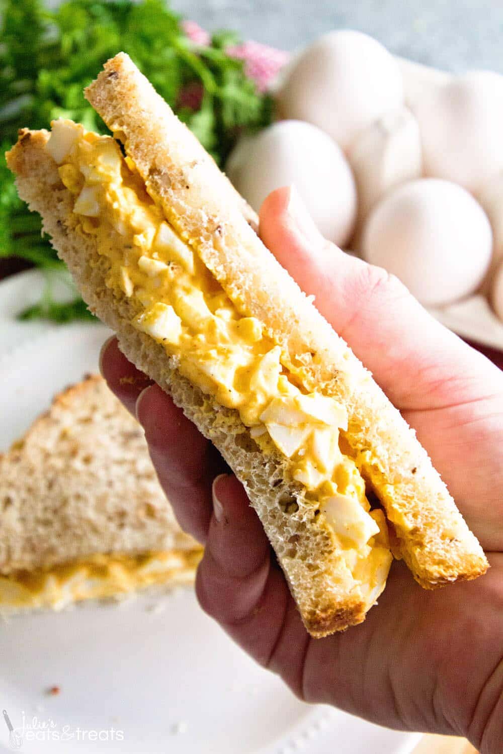 Deviled Egg Salad Sandwiches ~ Your Favorite Deviled Eggs Piled onto a Sandwich! Perfect Recipe for a Quick and Easy Lunch!