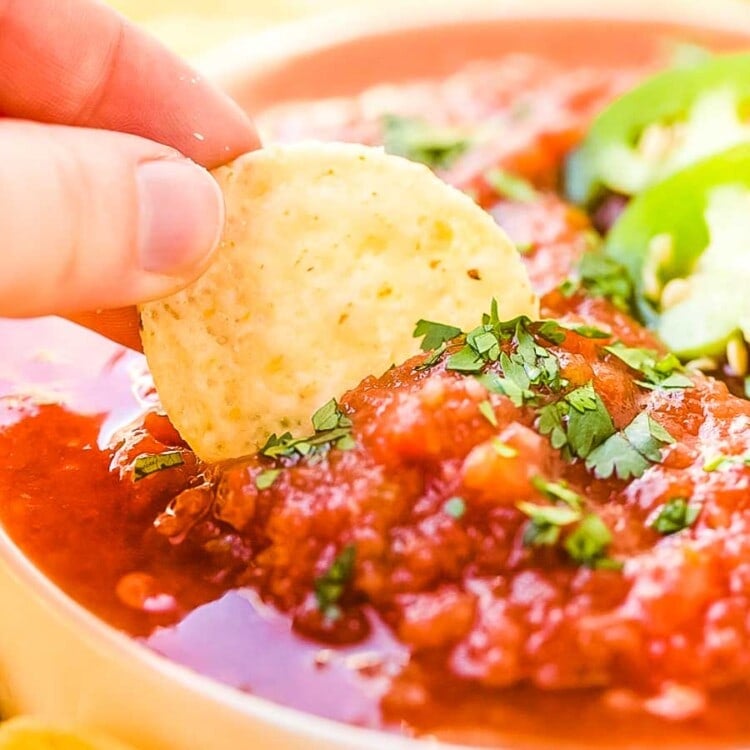 Chip scooping Restaurant Style salsa