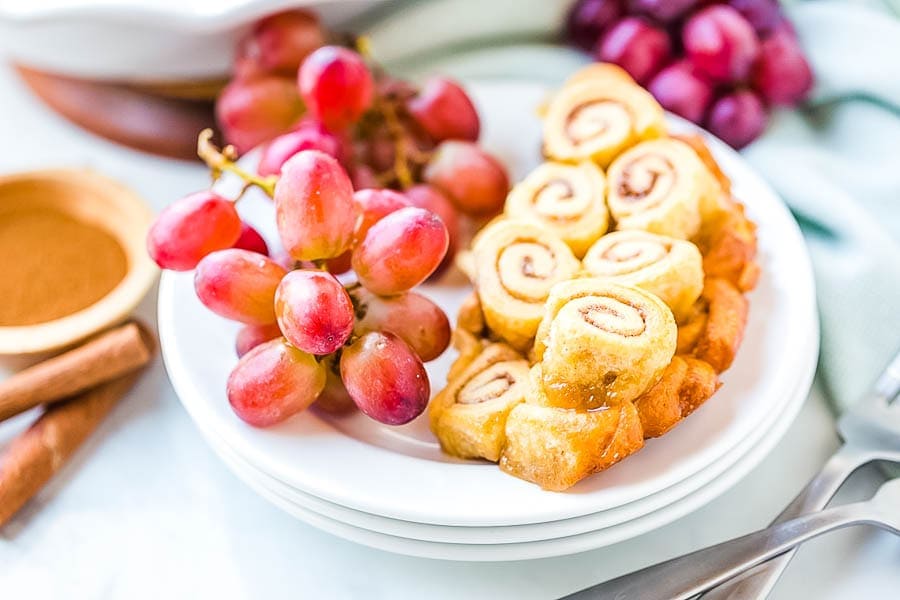 Mini caramel rolls on plate