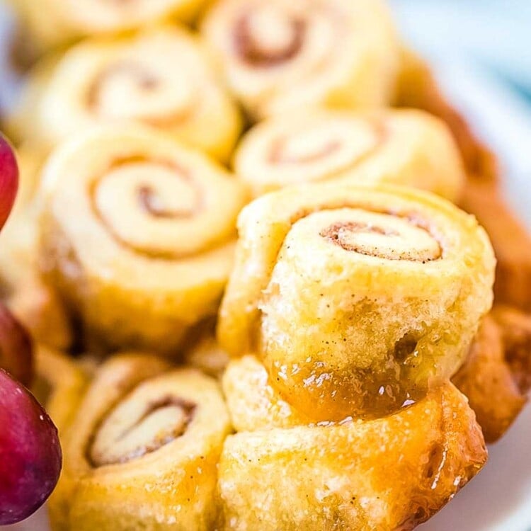 plate of mini caramel rolls made with crescent rolls