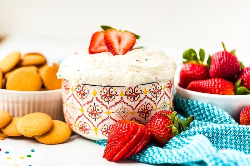 Funfetti Cake Dip in bowl