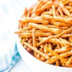 Easy Ranch Pretzels in white bowl