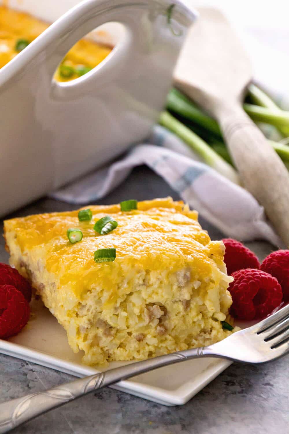 Sausage & Cheese Hash Brown Breakfast Casserole - Julie's Eats & Treats