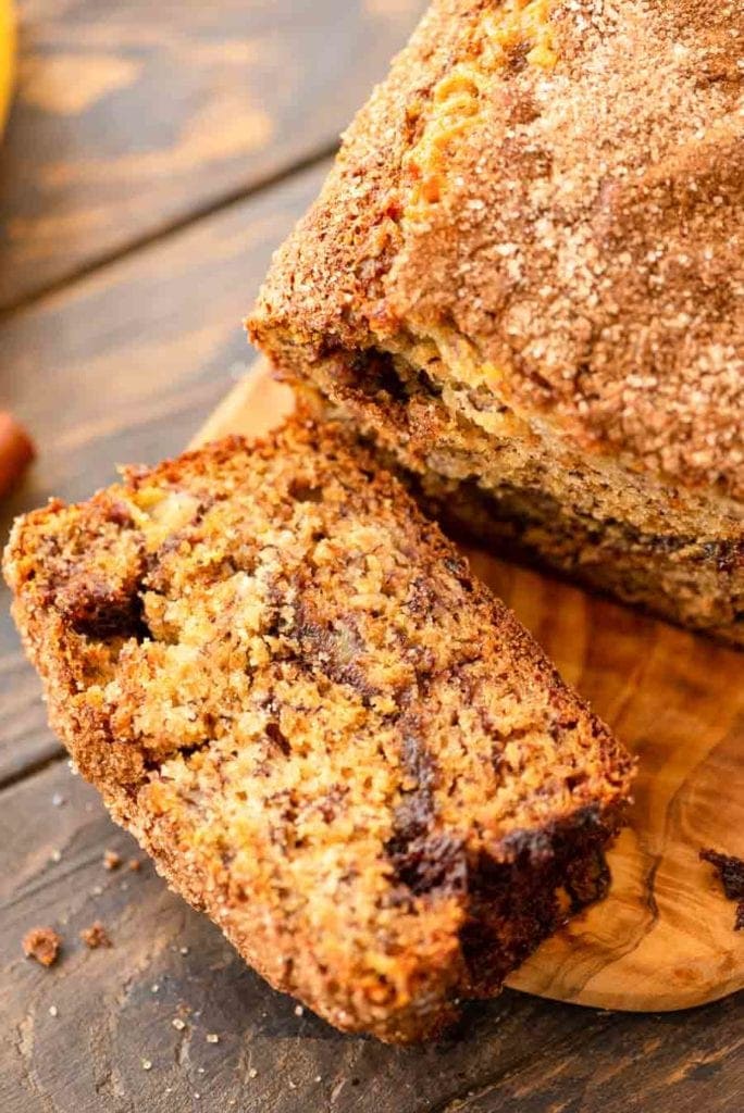 Cinnamon Banana Bread Sliced