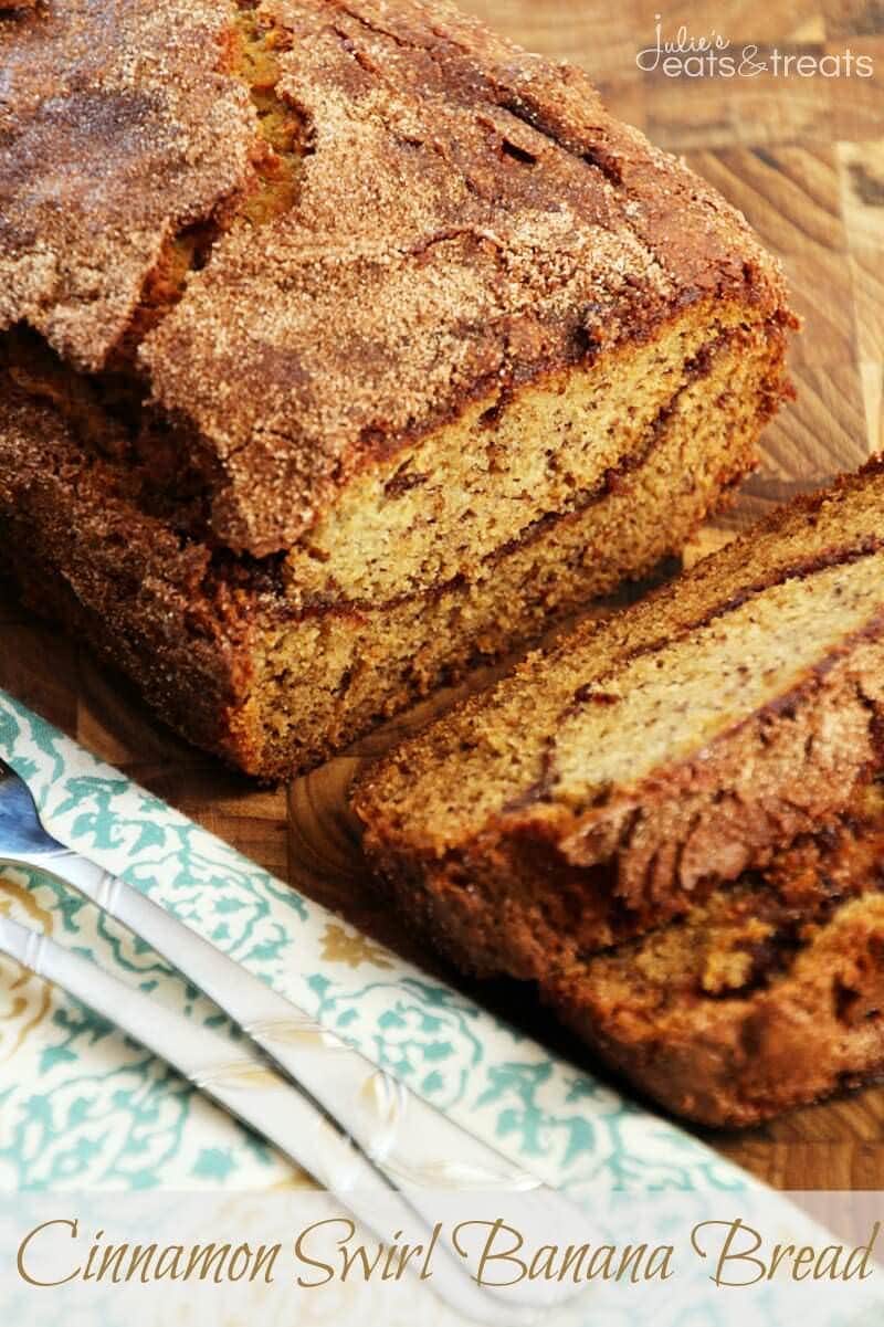 Cinnamon Swirl Banana Bread ~ Delicious, Easy Banana Bread with a Cinnamon Swirl and Cinnamon Sugar Topping!