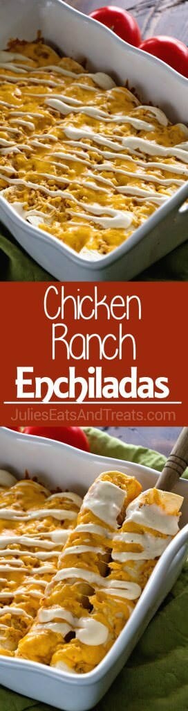 Chicken Ranch Enchiladas ~ Jazz Up Your Weeknight Dinner Enchiladas with a Ranch Twist! Delicious, Easy and Addictive!