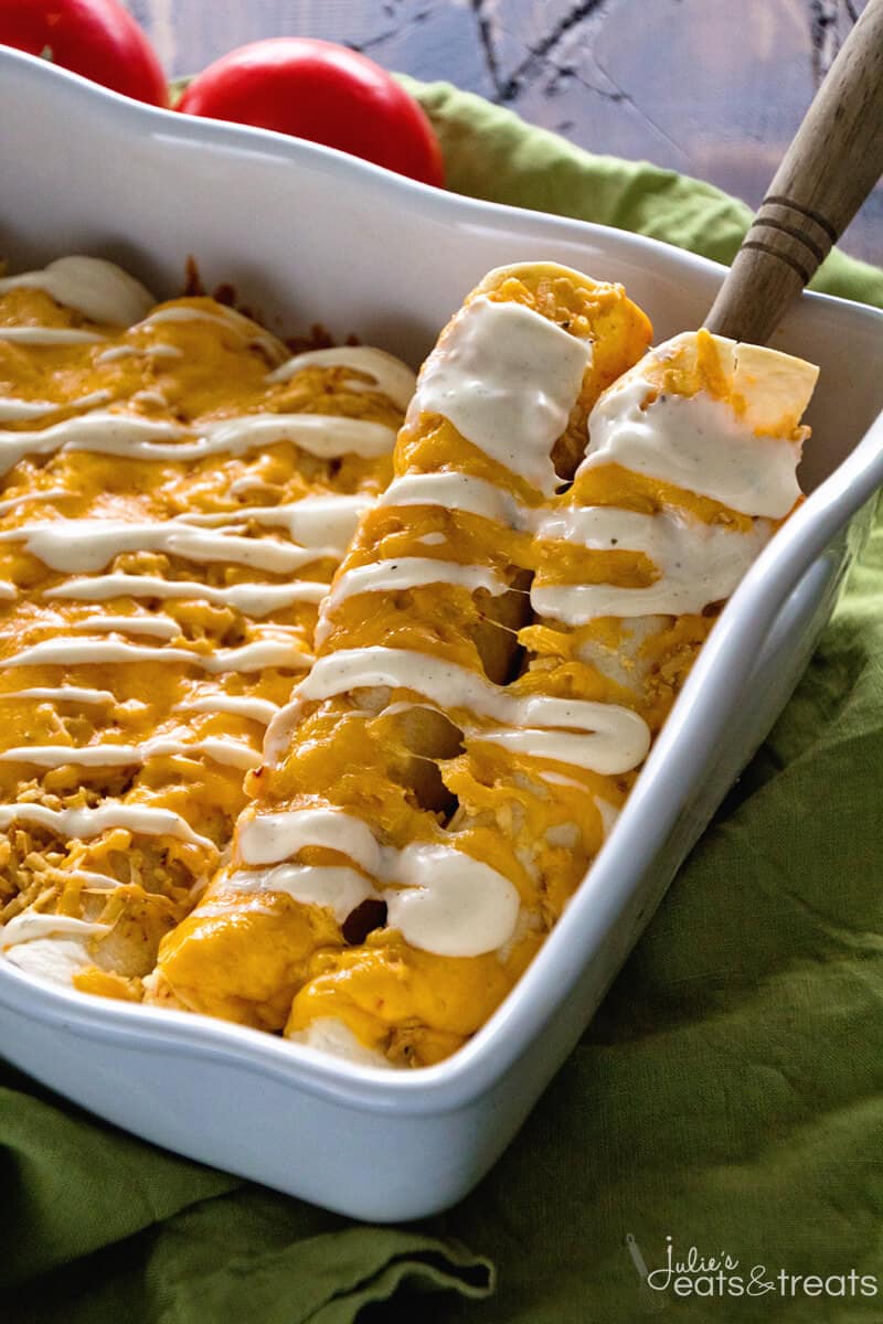 Chicken Ranch Enchiladas ~ Jazz Up Your Weeknight Dinner Enchiladas with a Ranch Twist! Delicious, Easy and Addictive!