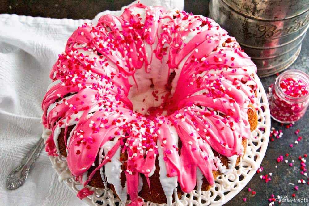 Swirl Valentine Cake ~ Super Easy Dessert Starts with a Boxed Cake Mix and Becomes the Perfect Easy Valentine's Day Dessert!