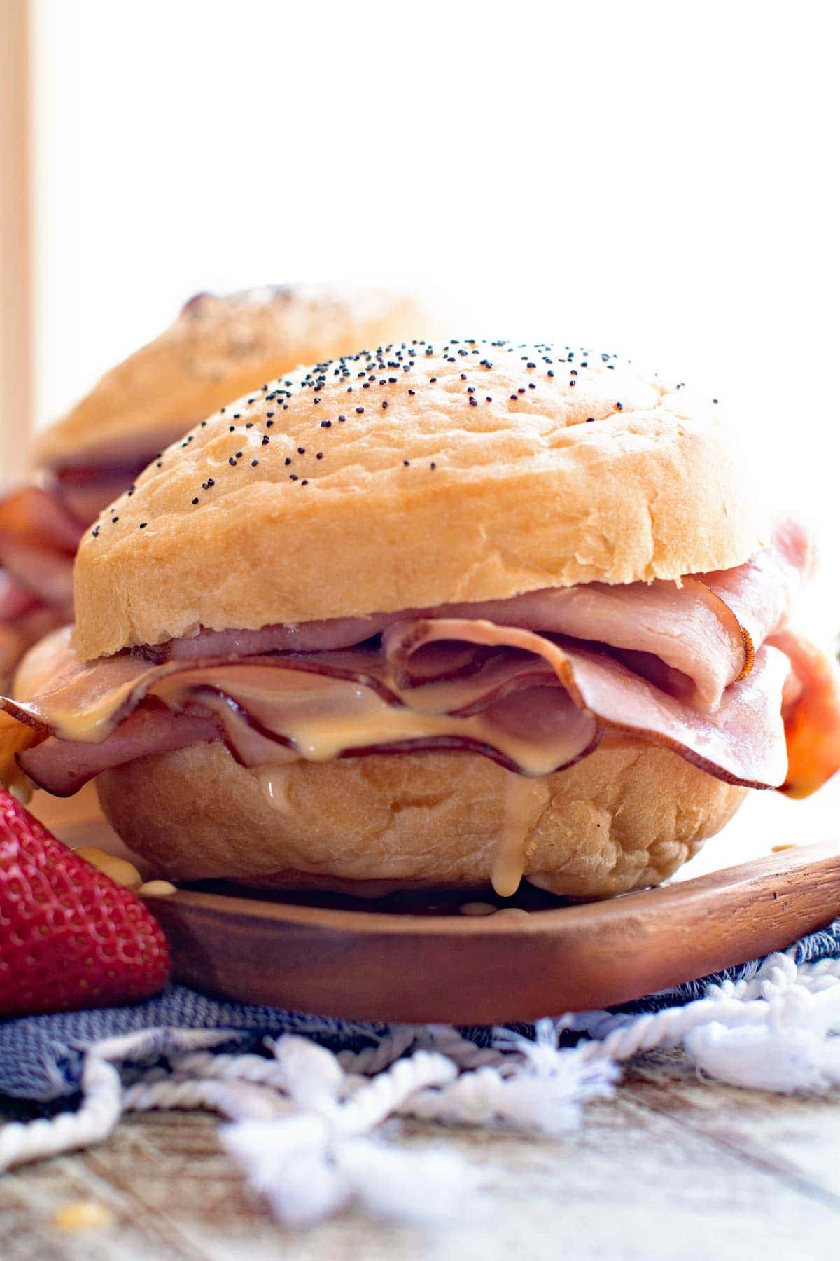 Hot Ham & Cheese Sandwich on Plate