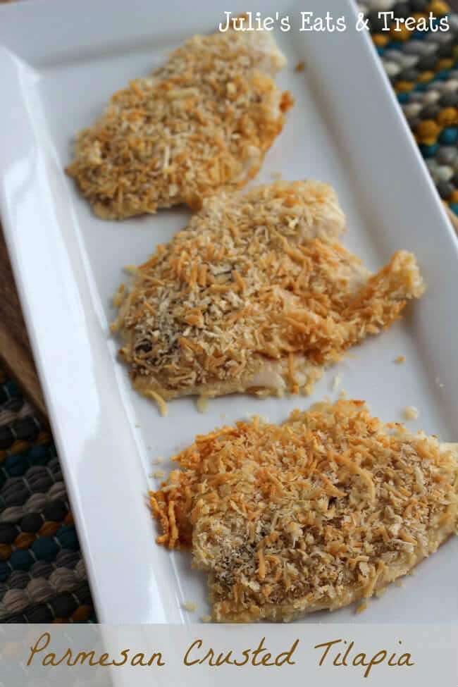 Parmesan Tilapia ~ Quick, Easy and Healthy, Perfect Weeknight Meal! via www.julieseatsandtreats.com #recipe