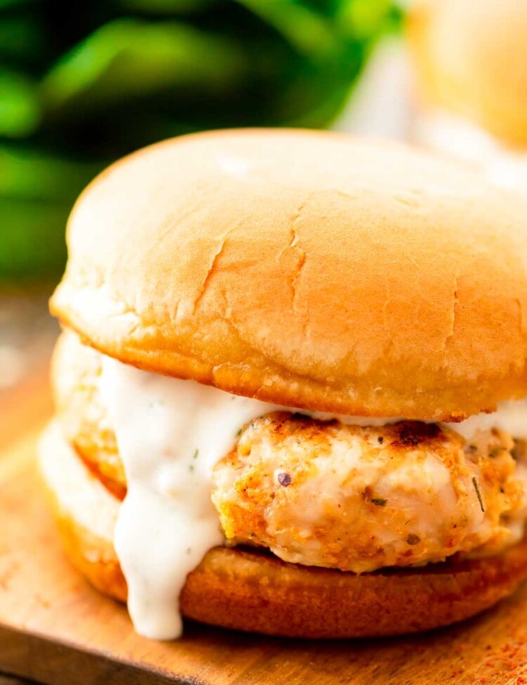 Ranch Ground Chicken Burger on a bun