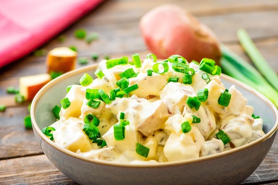 Bowl of Bacon Ranch Potato Salad recipe