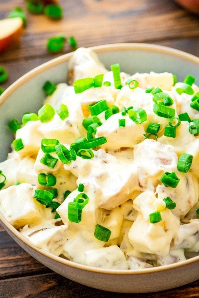 Easy Bacon Ranch Potato Salad in bowl