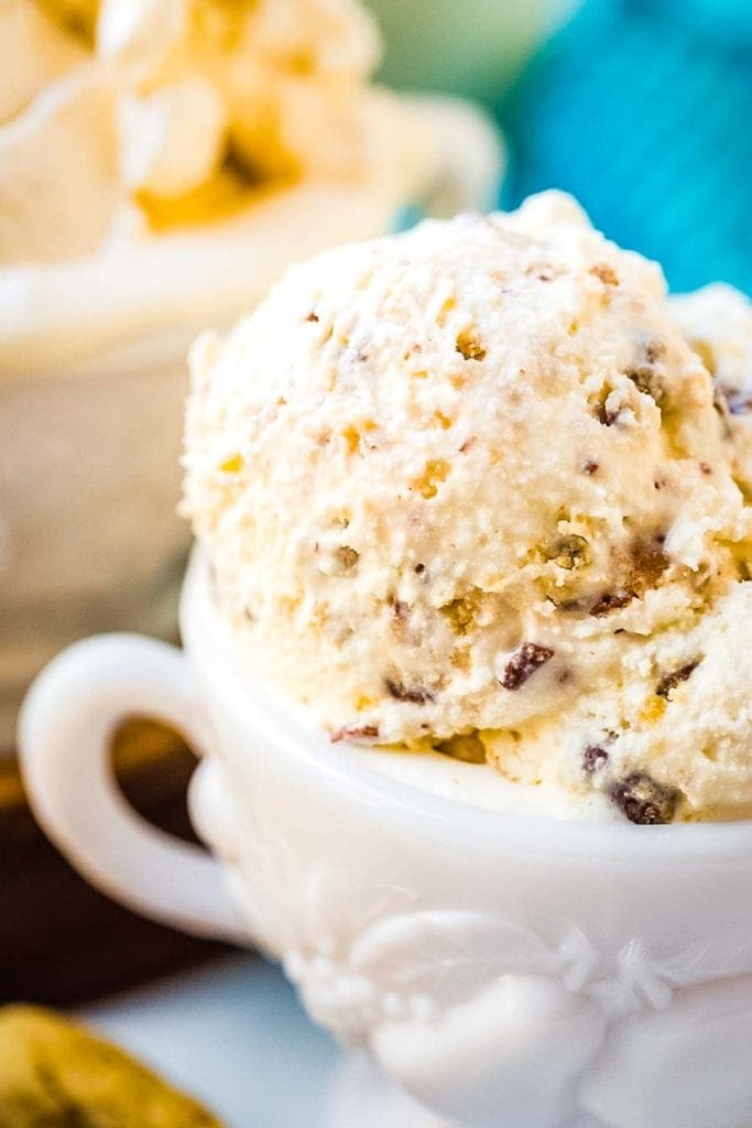 Homemade ice cream in white bowl