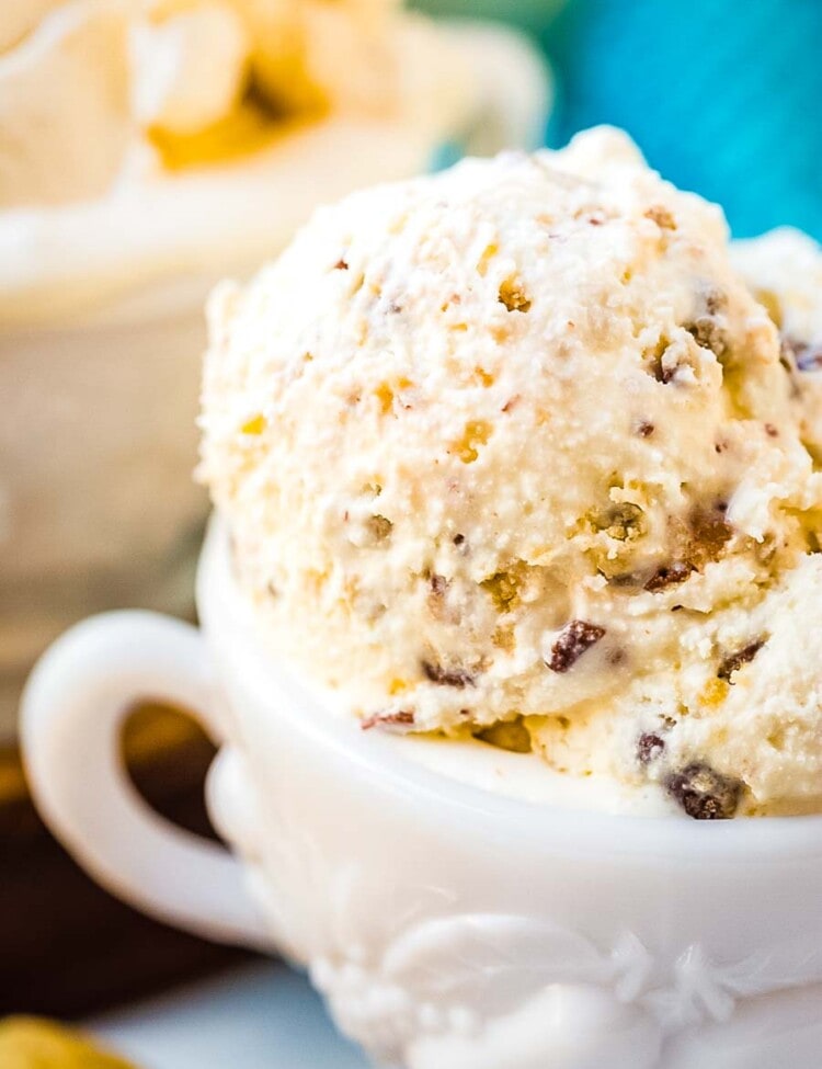 Homemade ice cream in white bowl