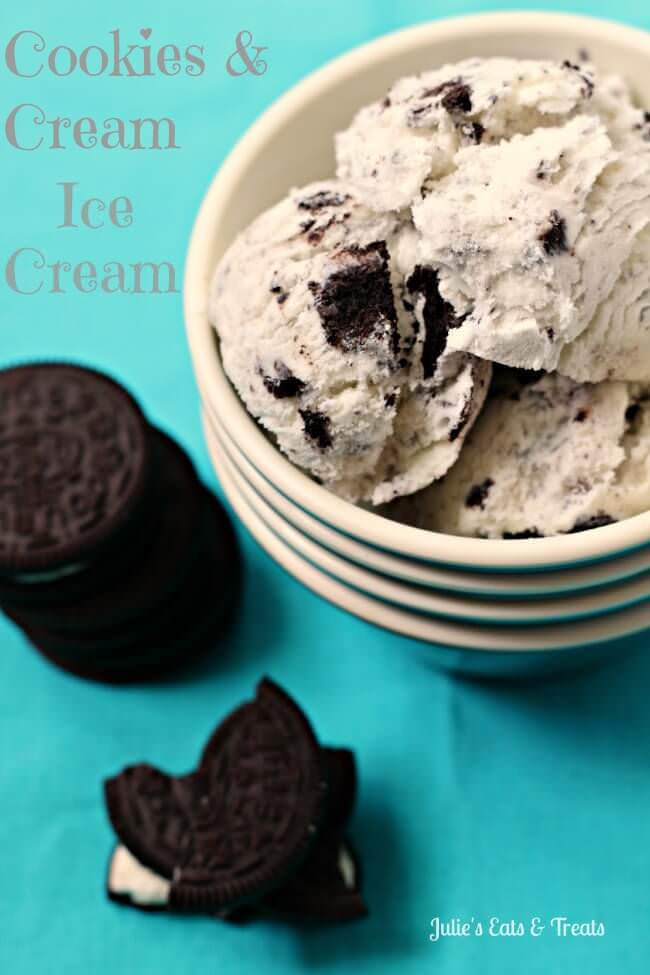 Cookies & Cream Ice Cream ~ Smooth, Rich Ice Cream Loaded with Oreos! via www.julieseatsandtreats.com