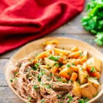 Slow Cooker Beef Roast with vegetables in bowl