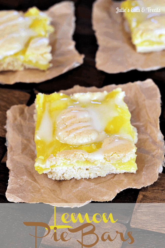 Lemon Pie Bars - Rich, delicious almond flavored crust with a creamy, dreamy lemon layer between the crust! via www.julieseatsandtreats.com