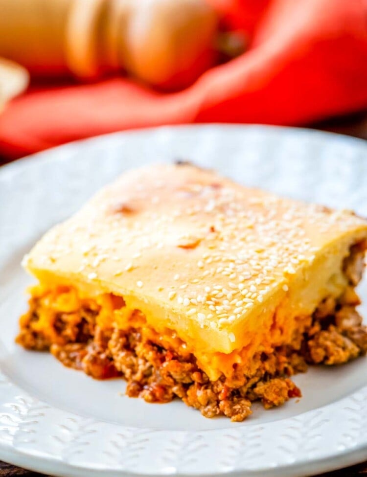 Sloppy Joe Casserole on a white plate