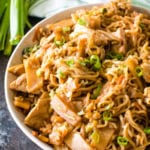 stir fry with ramen on plate