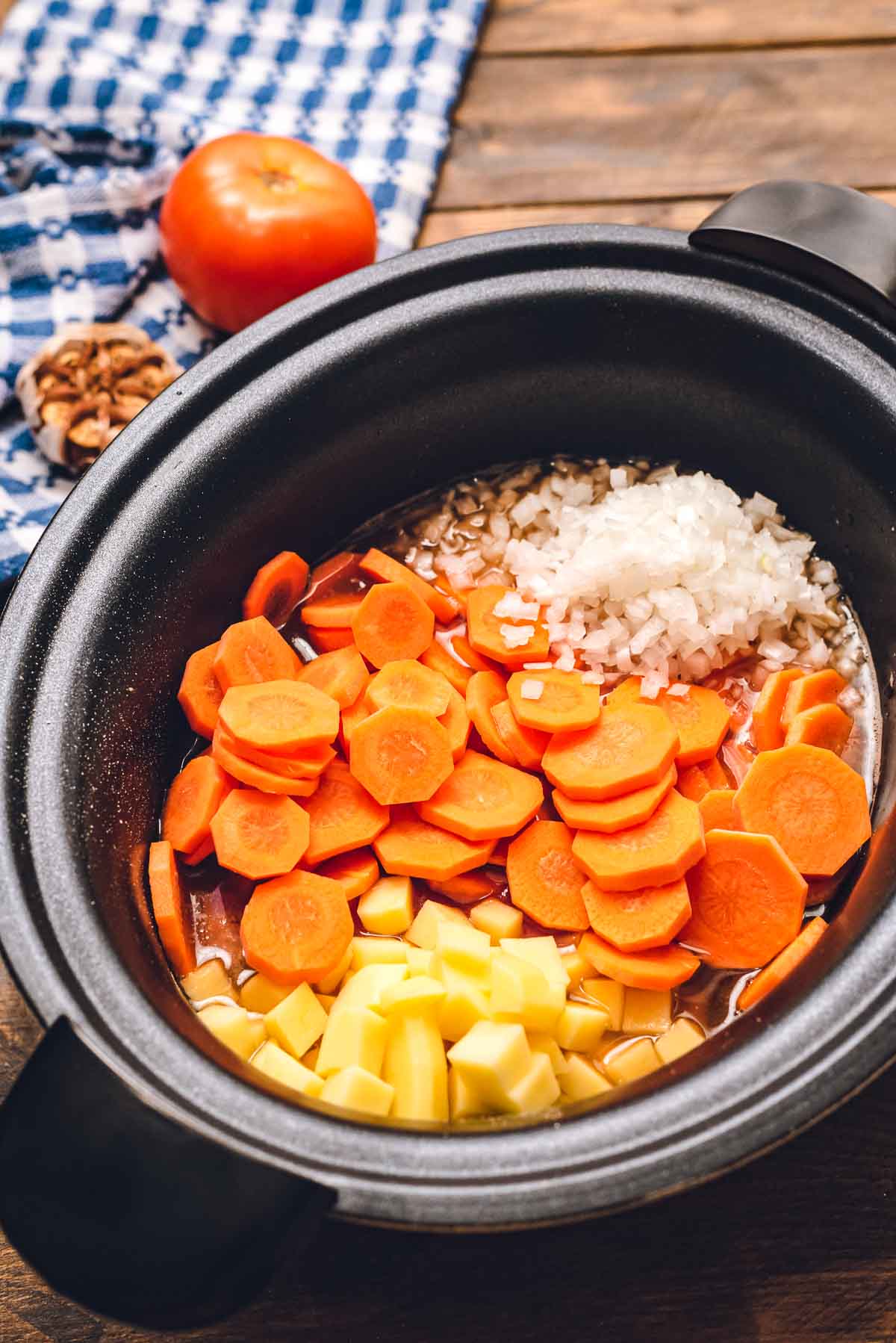 Crock Pot with Beef Stew Ingredients