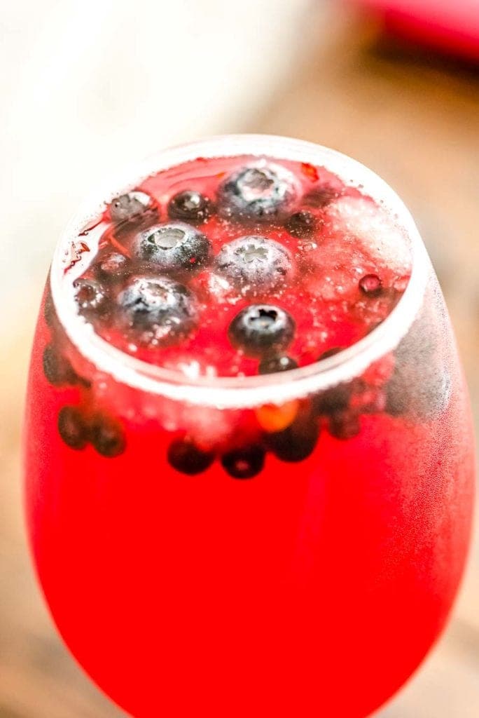 Glass of blueberry sangria