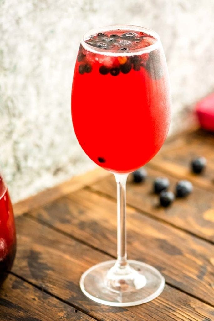 Wine Glass with blueberry sangria recipe