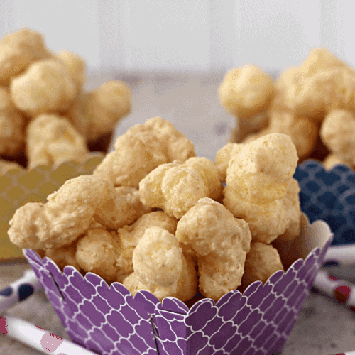 Cinnamon White Chocolate Puff Corn Perfectly Sweet Salty Melt in Your Mouth Puff Corn Covered in a Cinnamon White Chocolate