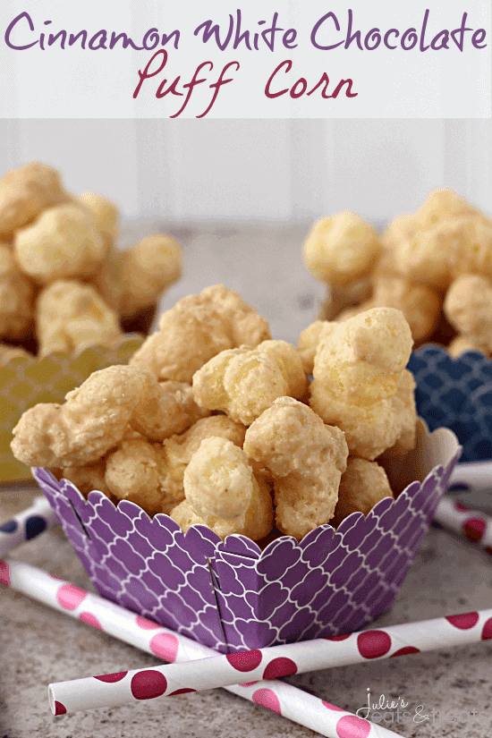 Cinnamon White Chocolate Puff Corn ~ Perfectly Sweet & Salty, Melt in Your Mouth Puff Corn Covered in a Cinnamon White Chocolate!