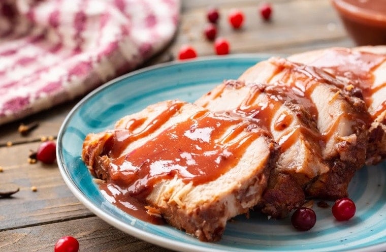 Cranberry Crock Pot Pork Loin on plate