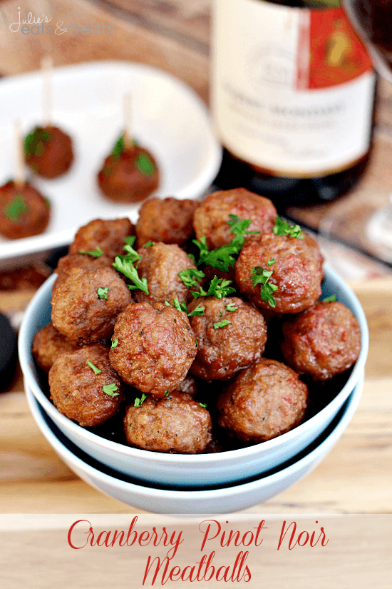 Cranberry Pinot Noir Meatballs ~ Meatballs smothered in a Cranberry Pinot Noir Sauce!